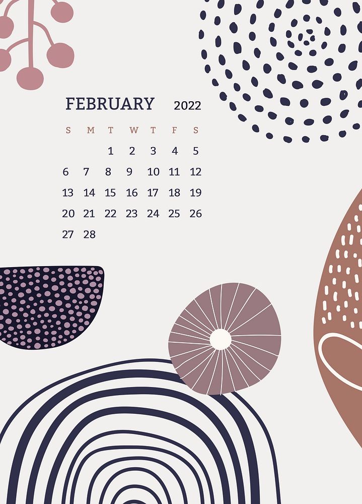 Retro February 2022 calendar template, editable monthly planner psd