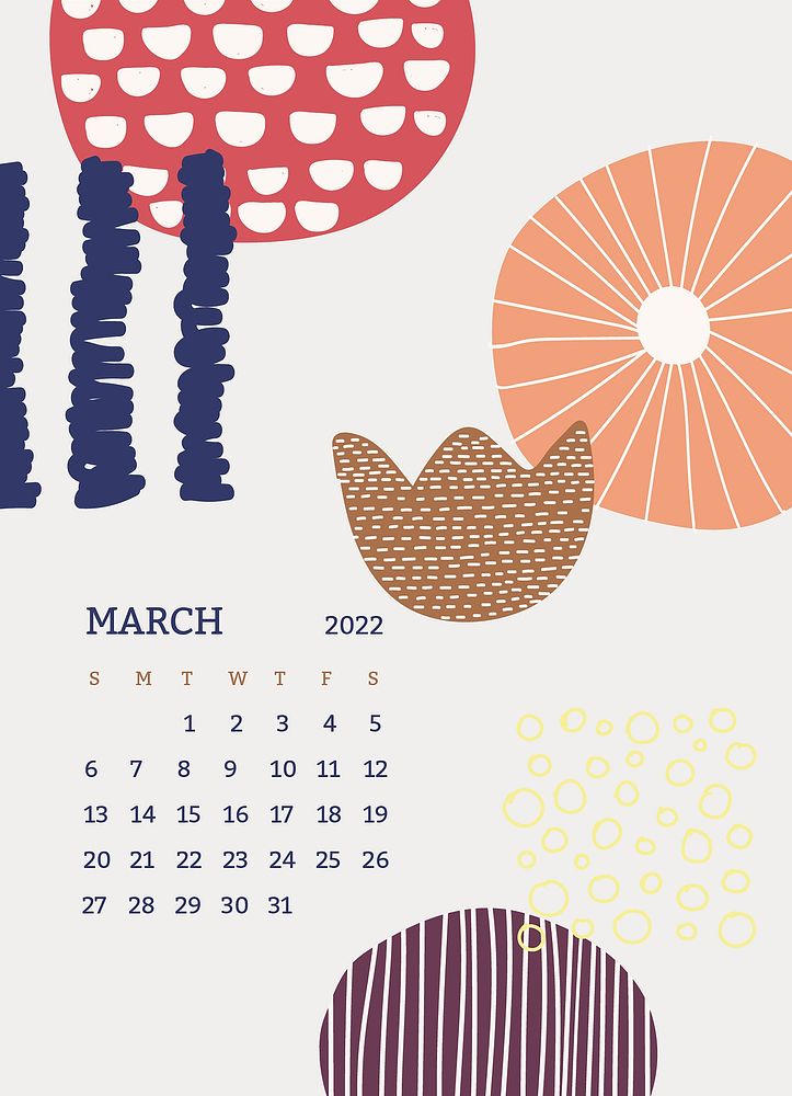 Retro 2022 March calendar template, monthly planner vector