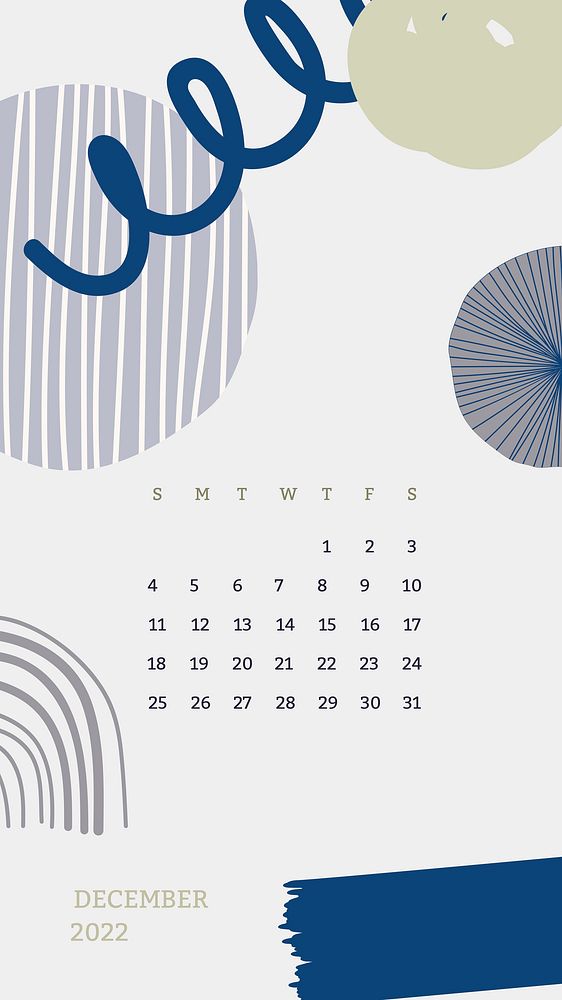 Abstract December 2022 calendar template, monthly planner, iPhone wallpaper vector