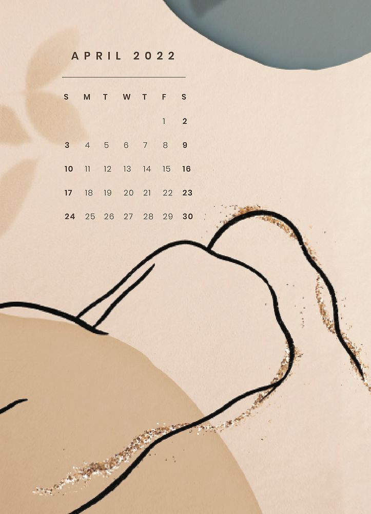 Feminine 2022 April calendar, printable aesthetic monthly planner