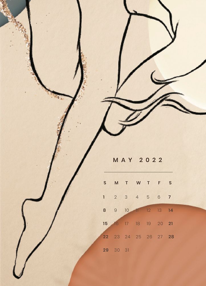 Feminine 2022 May calendar template, monthly planner vector
