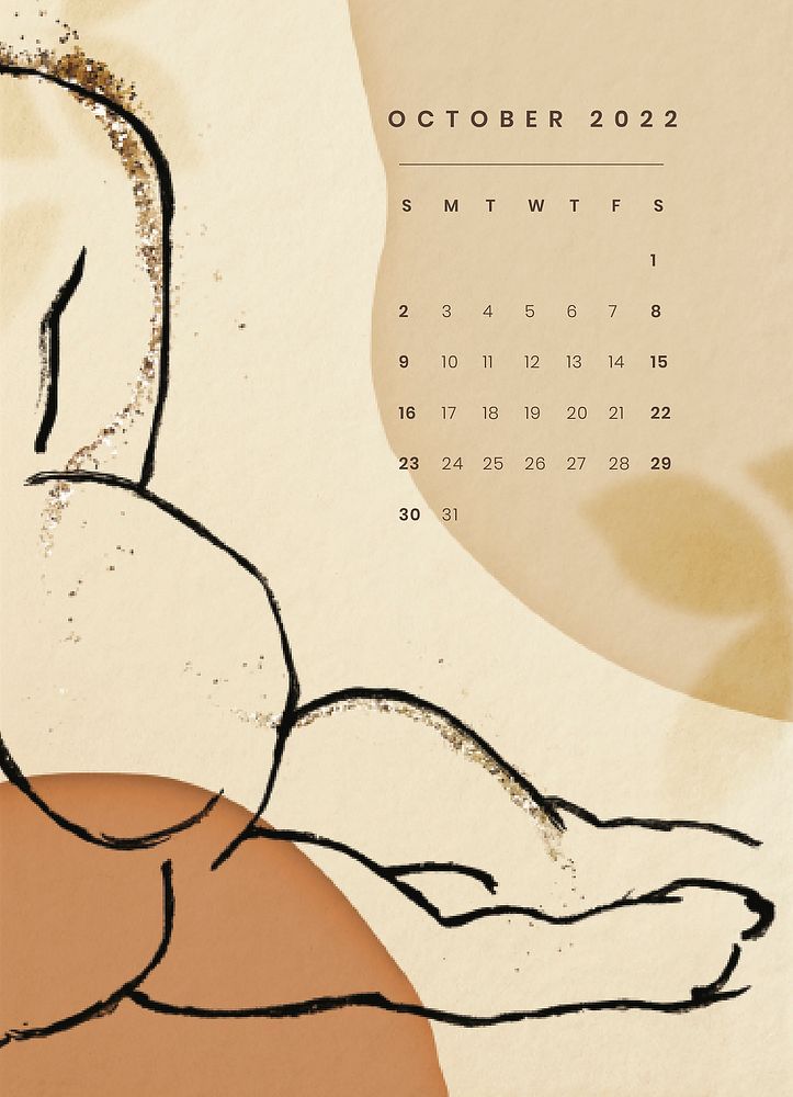 Aesthetic 2022 October calendar template, monthly planner vector