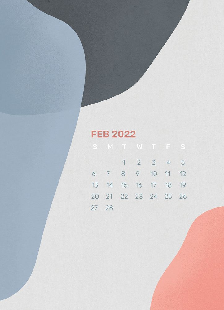 Abstract February 2022 calendar template, editable monthly planner vector