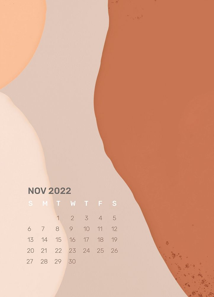 Abstract November 2022 calendar template, editable monthly planner vector