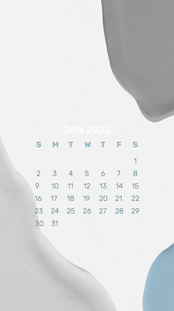 Abstract January 2022 calendar template, phone wallpaper, monthly planner vector
