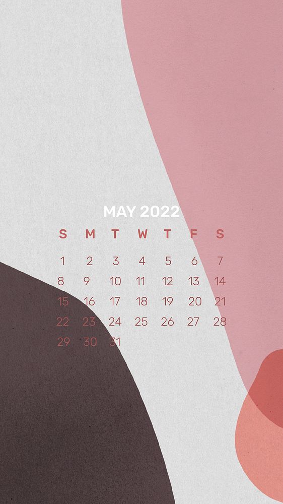 Aesthetic 2022 May calendar, printable monthly planner mobile wallpaper