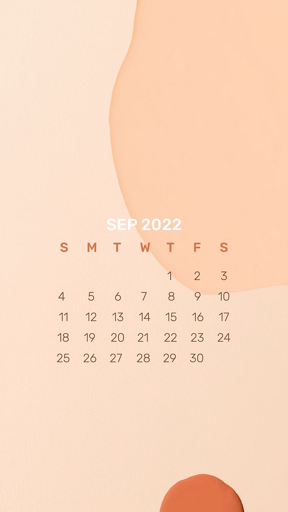 2022 September calendar template, Aesthetic mobile wallpaper vector