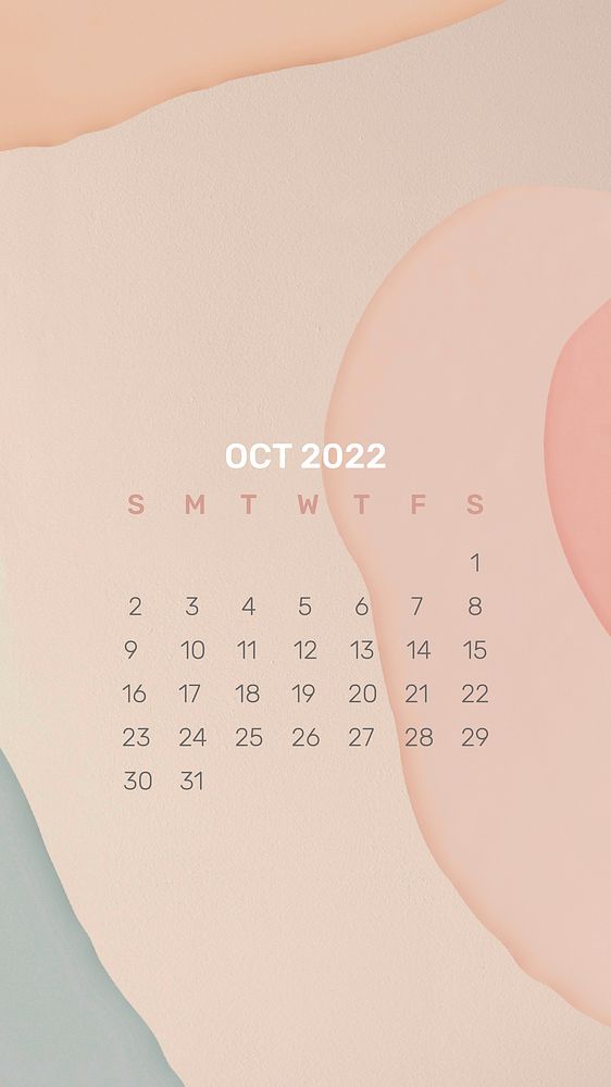 Aesthetic 2022 October calendar template, mobile wallpaper vector