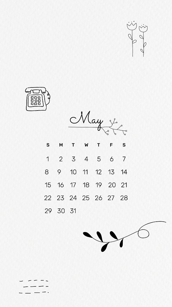 Minimal 2022 May calendar template, editable mobile wallpaper vector