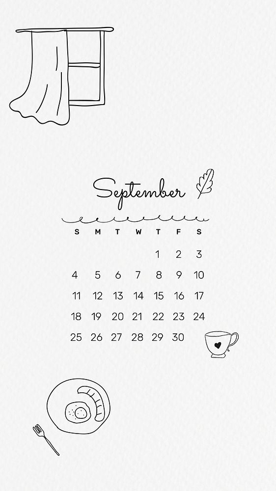 Aesthetic 2022 September calendar template, mobile wallpaper vector