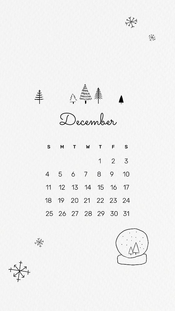 Cute December 2022 calendar, monthly planner, iPhone wallpaper