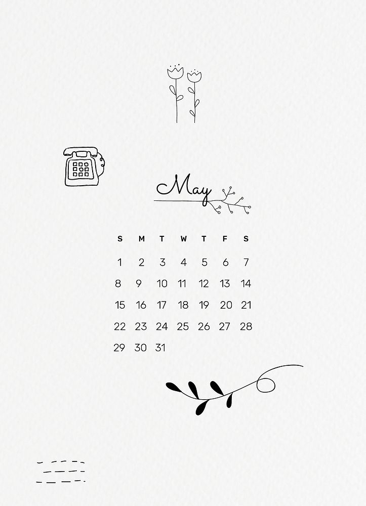 Cute 2022 May calendar template, monthly planner vector, doodle style