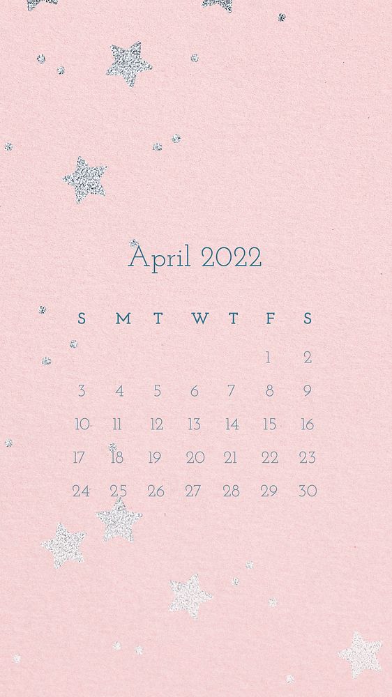 Cute 2022 April calendar template, editable phone wallpaper vector