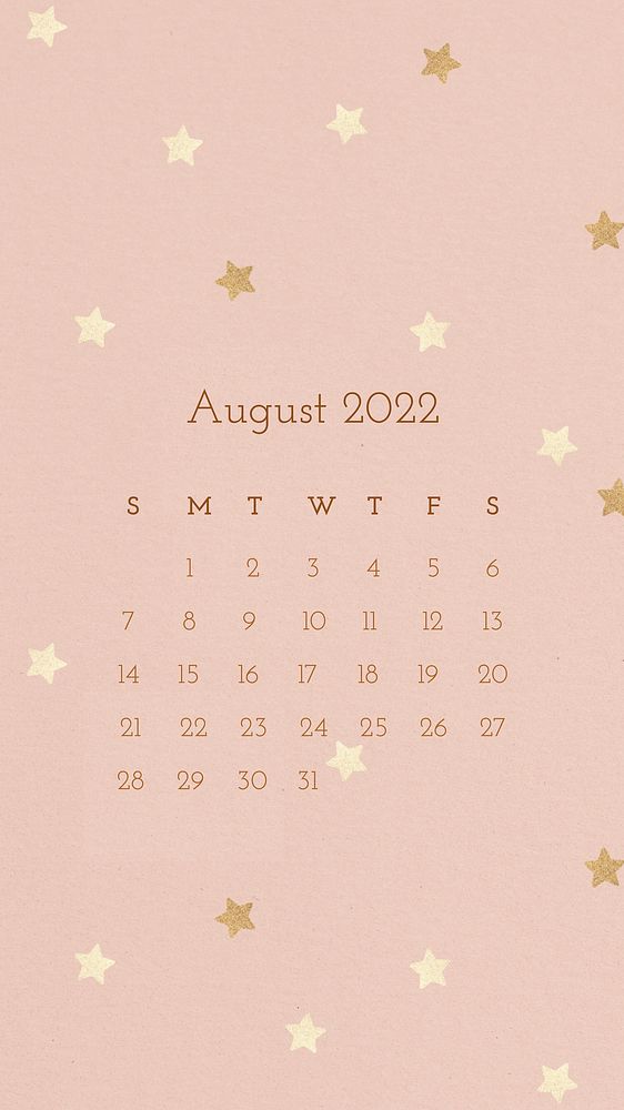 Feminine 2022 August calendar template, iPhone wallpaper vector