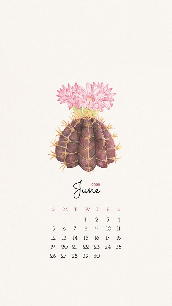Cute 2022 June calendar template, editable iPhone wallpaper vector