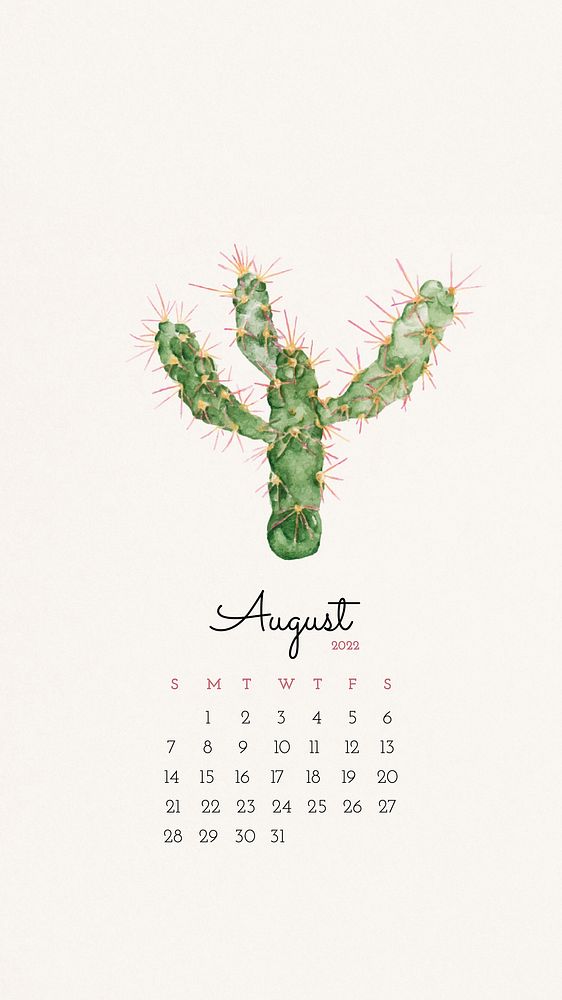 2022 August calendar template, iPhone wallpaper vector