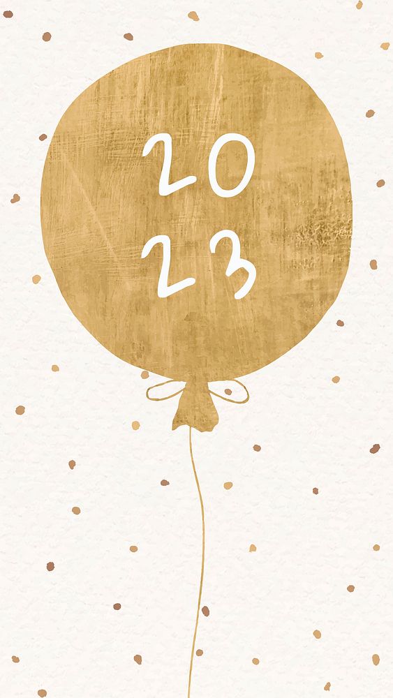 2023 gold balloon wallpaper, HD new year background vector