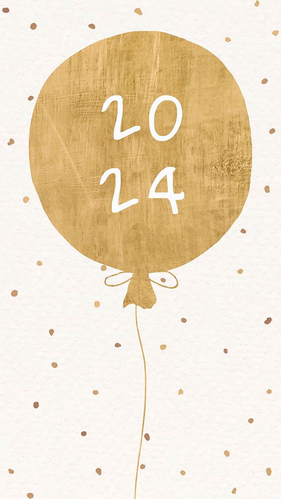 2024 gold balloon wallpaper, HD new year background vector