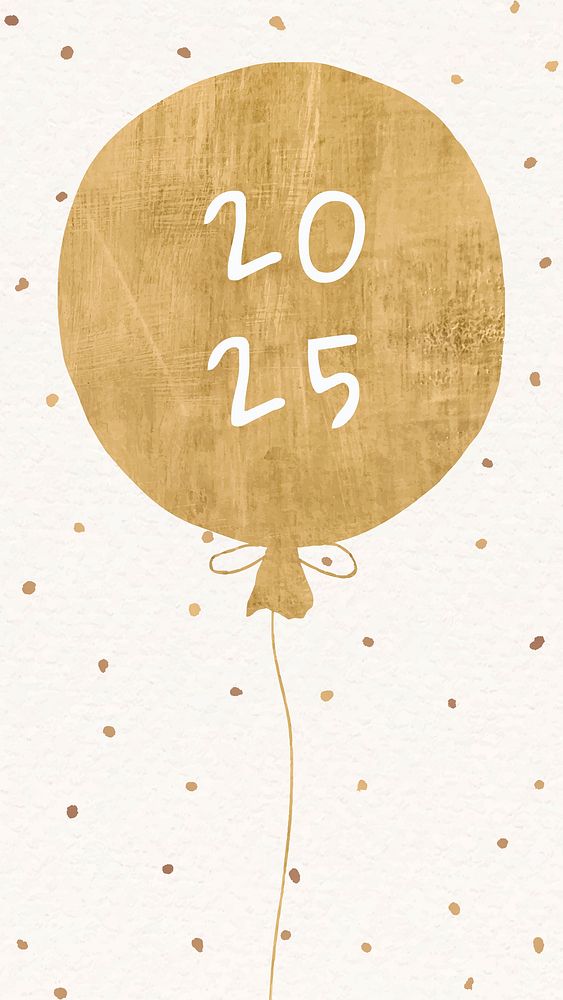 2025 gold balloon wallpaper, HD new year background vector