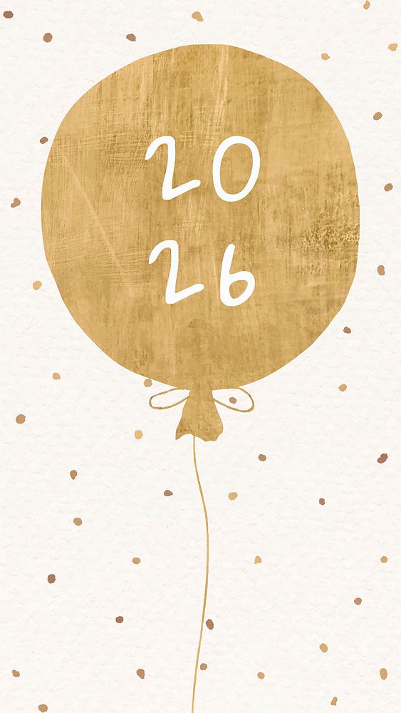 2026 gold balloon wallpaper, HD new year background vector