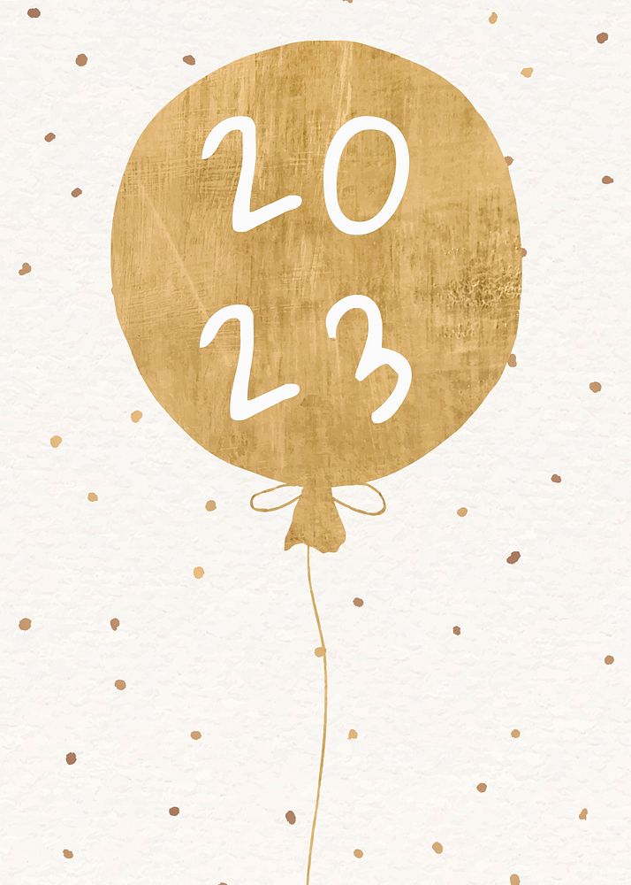 2023 gold balloons new year aesthetic season's greetings text with confetti vector