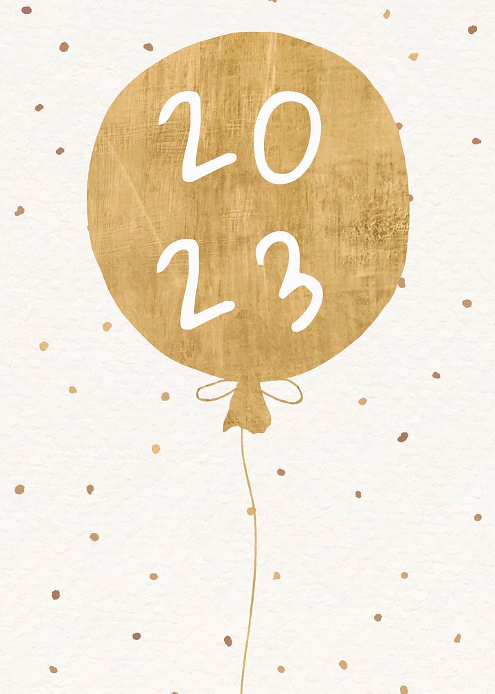 2023 gold balloons new year aesthetic season's greetings text with confetti