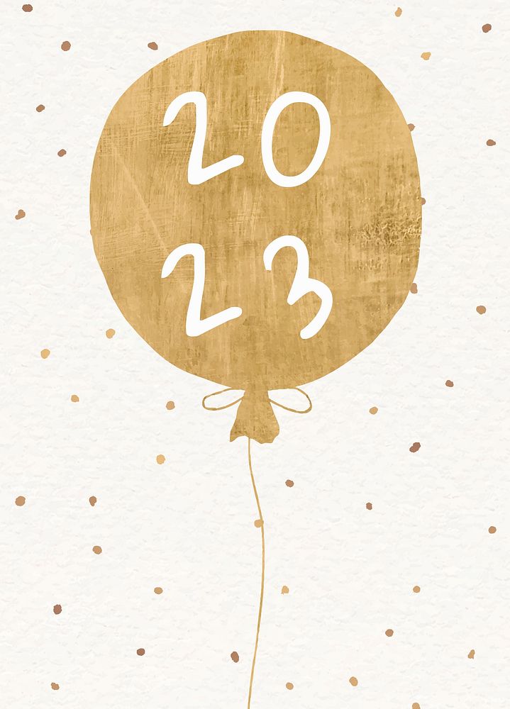 2023 gold balloons new year aesthetic season's greetings text with confetti psd