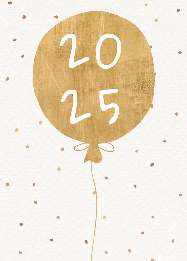 2025 gold balloons new year aesthetic season's greetings text with confetti psd
