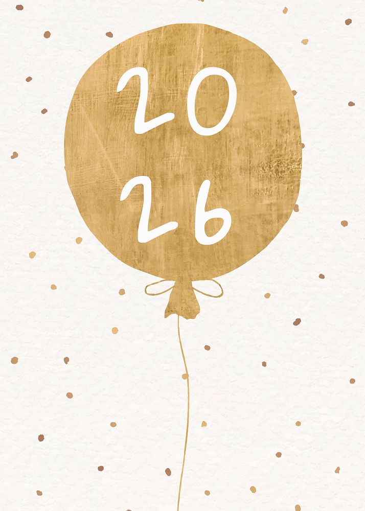 2026 gold balloons new year aesthetic season's greetings text with confetti vector