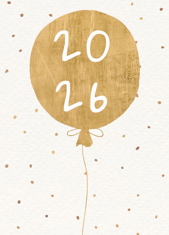 2026 gold balloons new year aesthetic season's greetings text with confetti psd