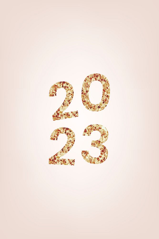 2023 welcome gold glitter text, new year sequin aesthetic typography on pink background vector