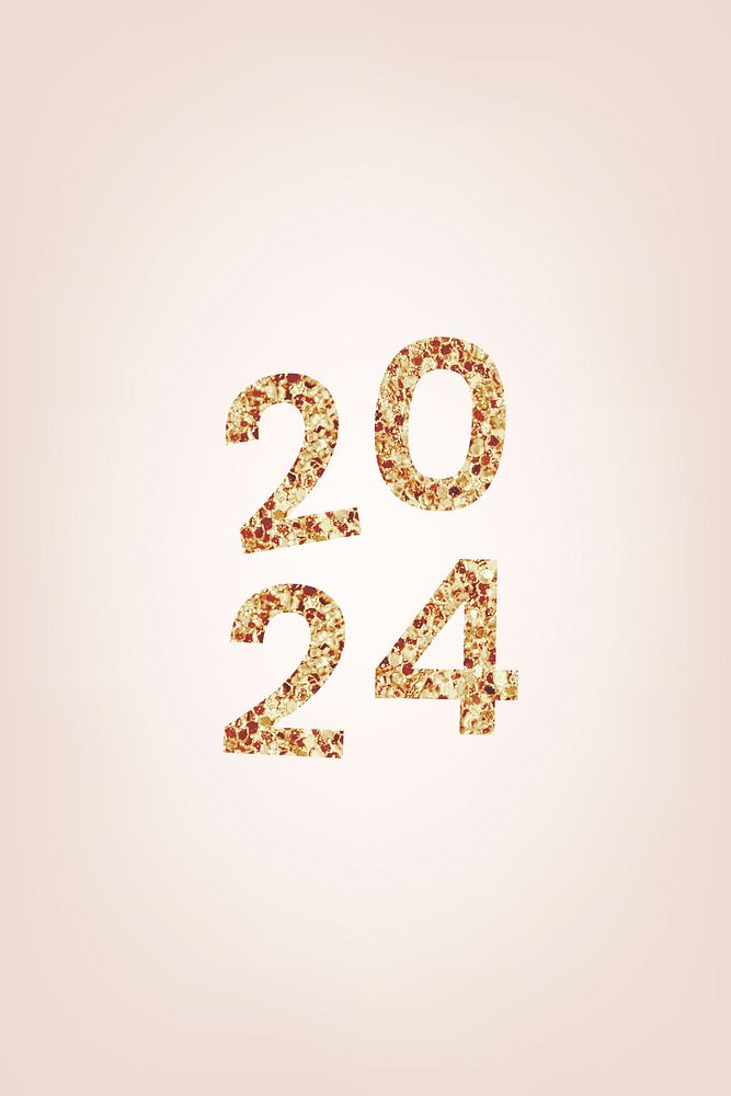 2024 welcome gold glitter text, new year sequin aesthetic typography on pink background psd
