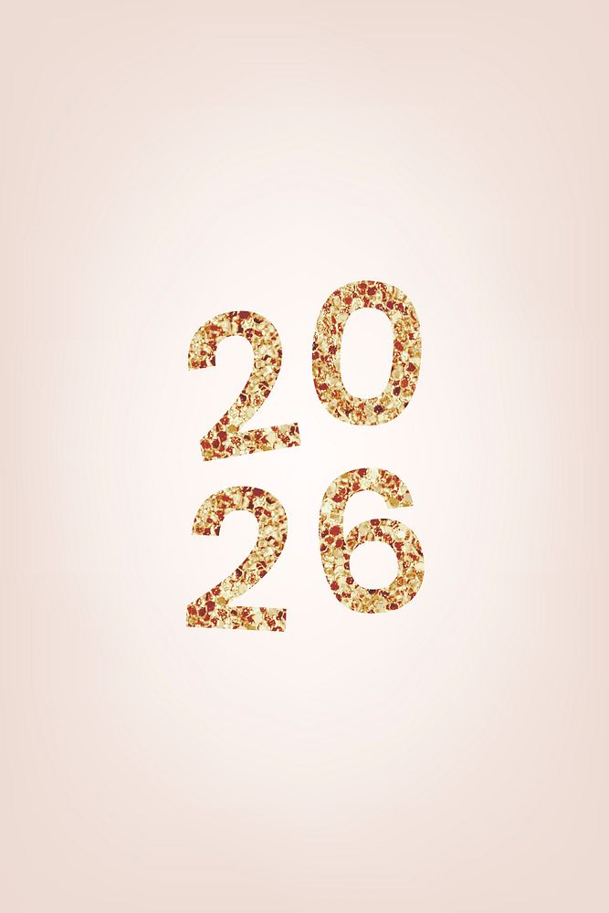 2026 welcome gold glitter text, new year sequin aesthetic typography on pink background vector