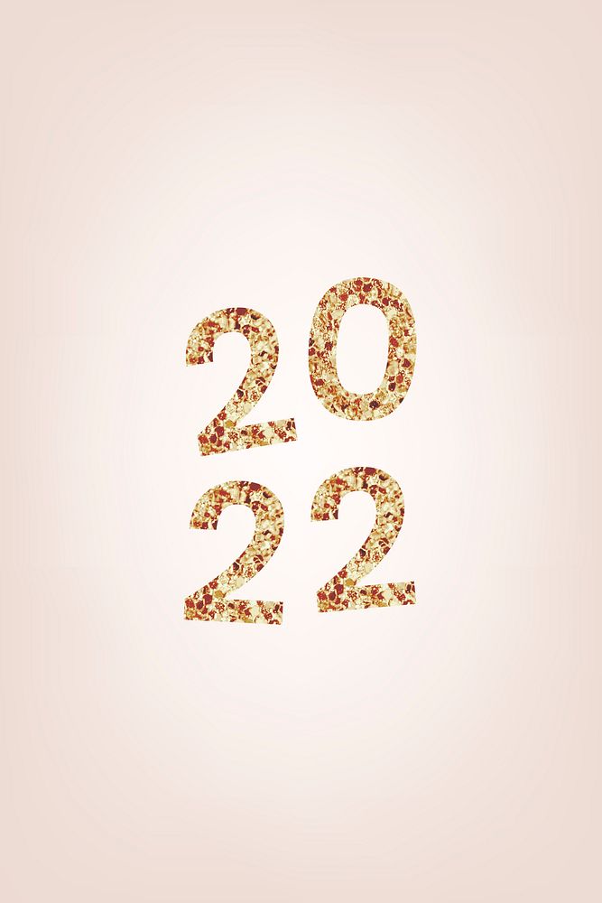2022 welcome gold glitter text, new year sequin aesthetic typography on pink background