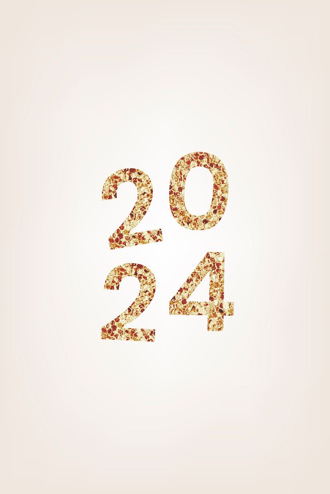 2024 gold glitter phone wallpaper, high resolution HD sequin new year text background vector