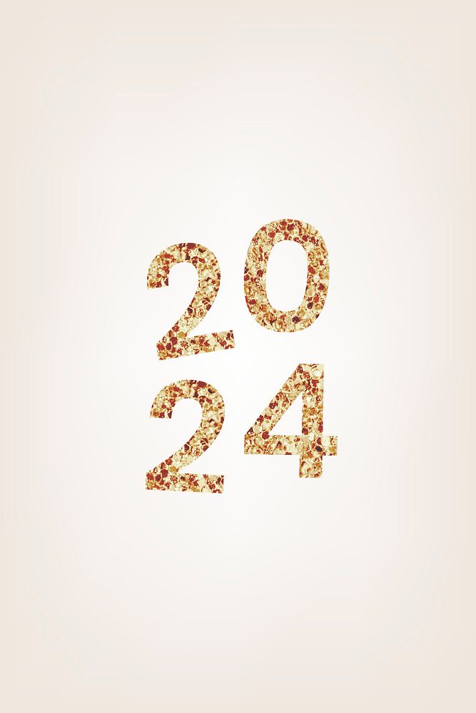 2024 gold glitter iPhone wallpaper, high resolution HD sequin new year text background psd