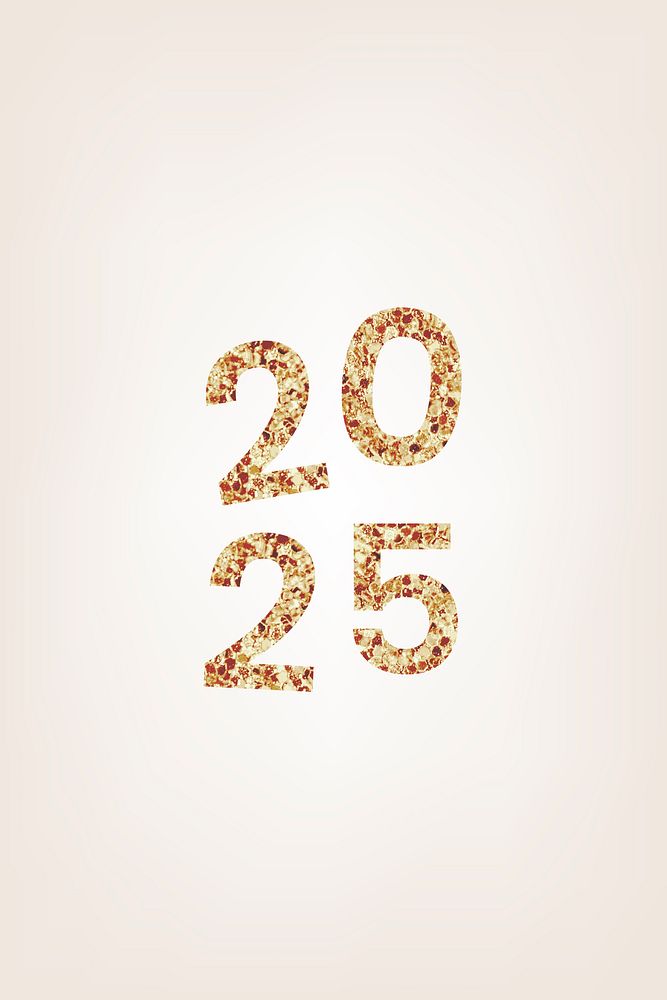 2025 gold glitter iPhone wallpaper, high resolution HD sequin new year text background vector