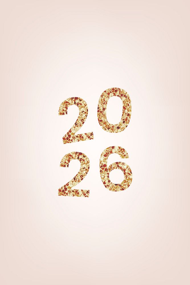 2026 welcome gold glitter text, new year sequin aesthetic typography on pink background