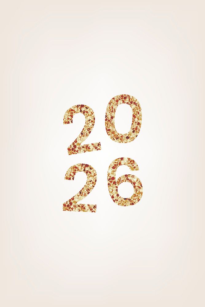 2026 gold glitter phone wallpaper, high resolution HD sequin new year text background psd