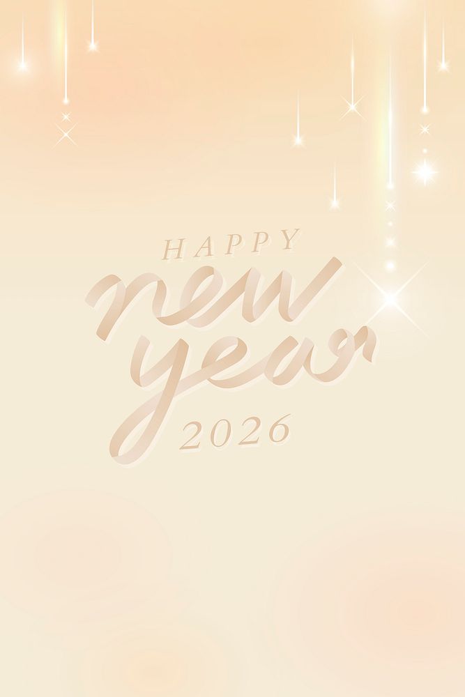 2026 happy new year season's greetings text, Gatsby aesthetics on peach beige background vector