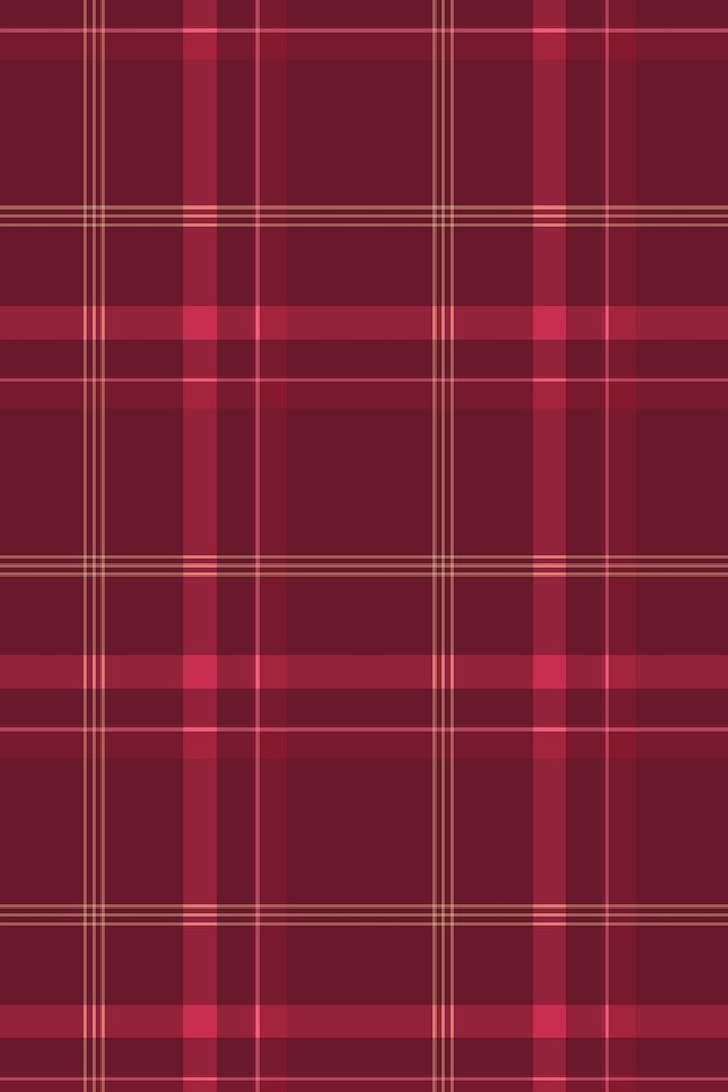 Red plaid background, grid pattern design vector