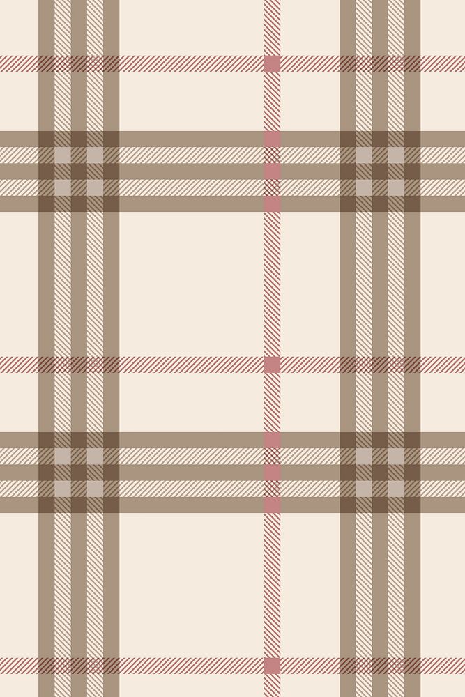 Plaid background, beige checkered pattern design vector
