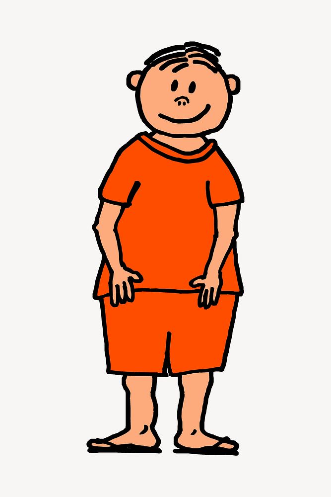 Young boy, cartoon character illustration. Free public domain CC0 image.
