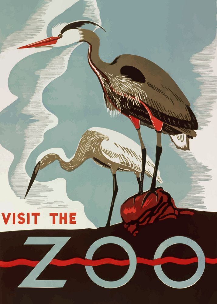 Visit the zoo poster clipart, animal illustration vector. Free public domain CC0 image.