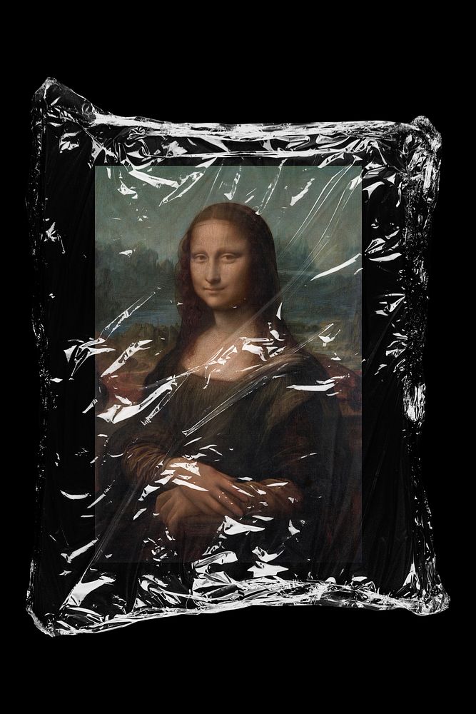 Mona Lisa in plastic, black background, remixed by rawpixel