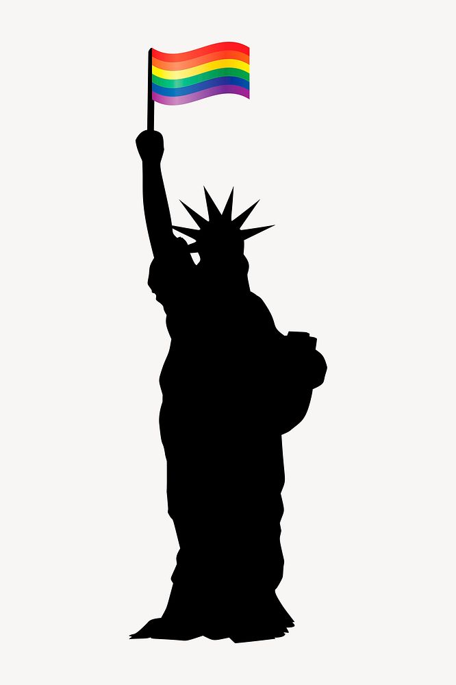 LGBTQ Statue of Liberty clipart, landmark silhouette illustration. Free public domain CC0 image.