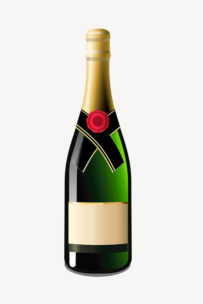 Champagne bottle clipart, object illustration. Free public domain CC0 image.