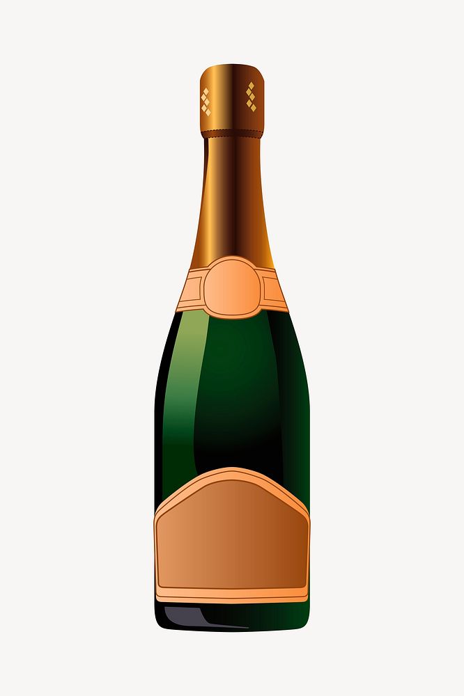 Champagne bottle clipart, object illustration. Free public domain CC0 image.