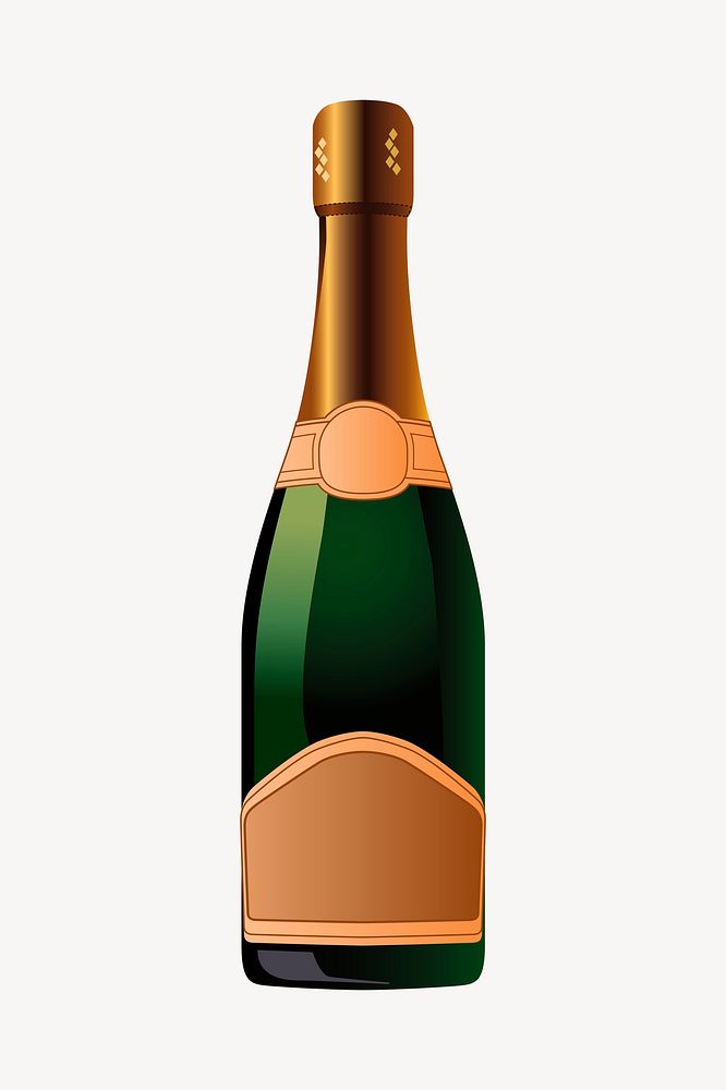Champagne bottle sticker, object illustration psd. Free public domain CC0 image.