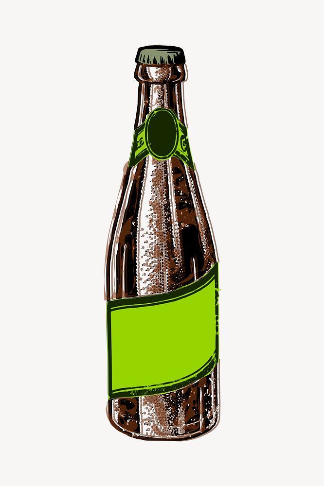 Champagne bottle clipart, object illustration vector. Free public domain CC0 image.